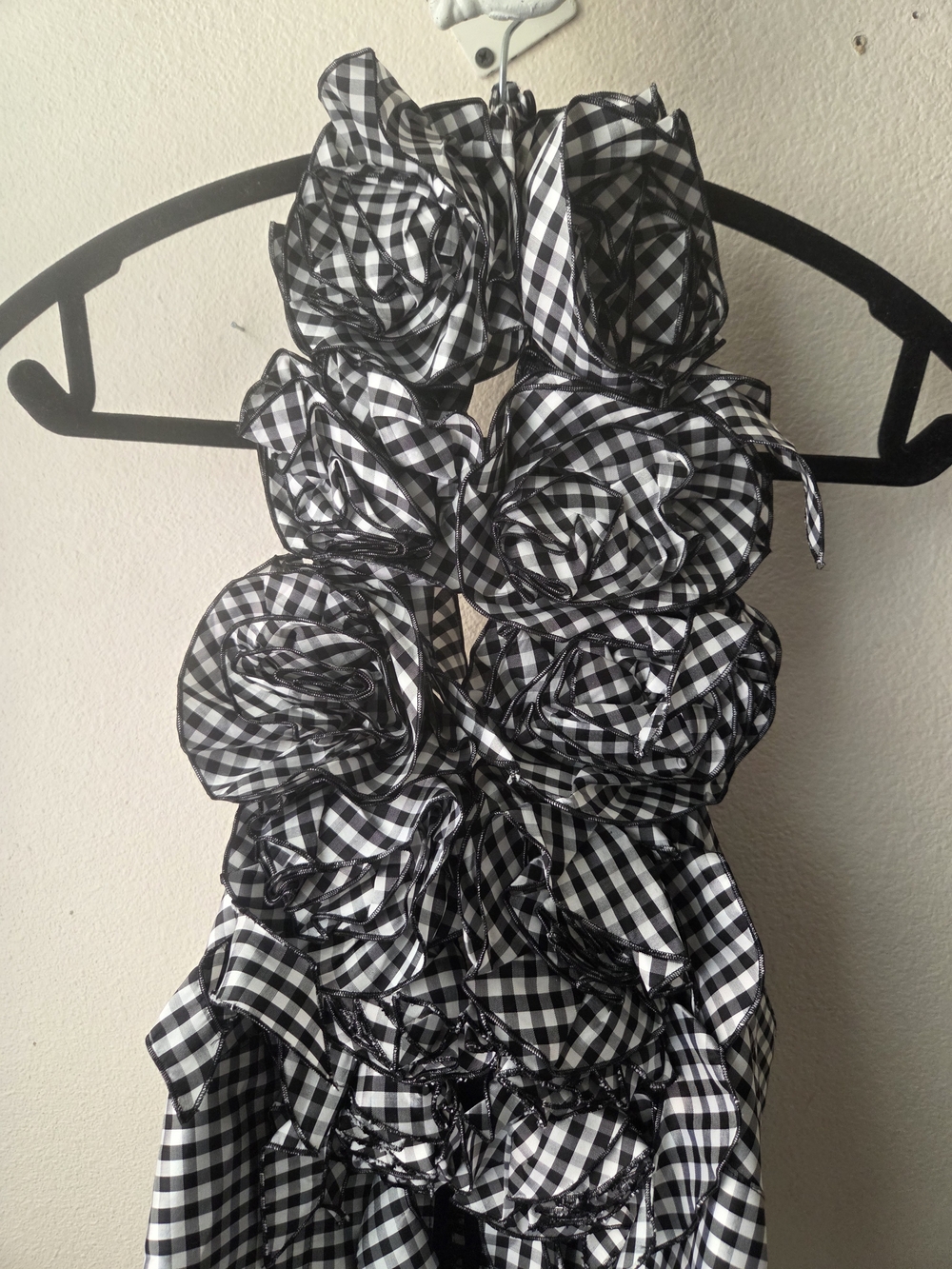 Anne Fontaine Black & White Gingham Floral Halter Crop Top - Picture 5 of 8
